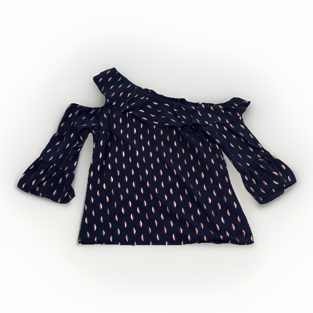 Skies‎ are Blue-Women's Navy Blue-off shoulder top-Small-Rose Gold-Anthropologie